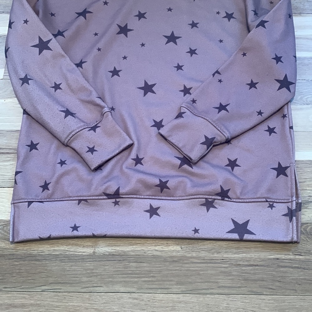 Star Patterned Crewneck Pullover Drop Shoulder Long Sleeve Sweatshirt Women’s S - Picture 3 of 12